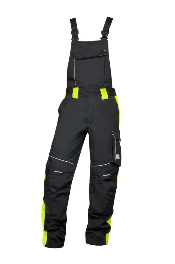 Work trousers with braces black-yellow - NEON H6402