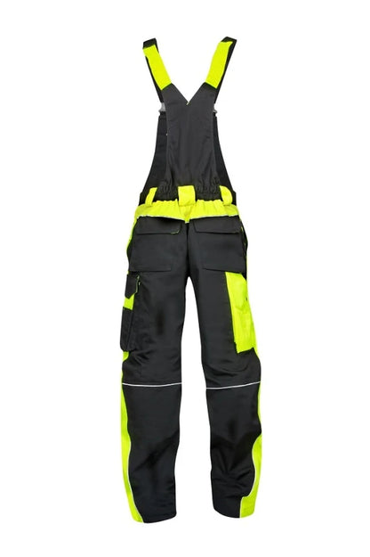 Work trousers with braces black-yellow - NEON H6402