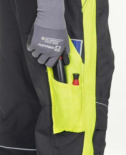 Work trousers with braces black-yellow - NEON H6402