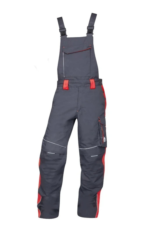 Work Trousers with Suspenders Gray-Red - NEON H6405